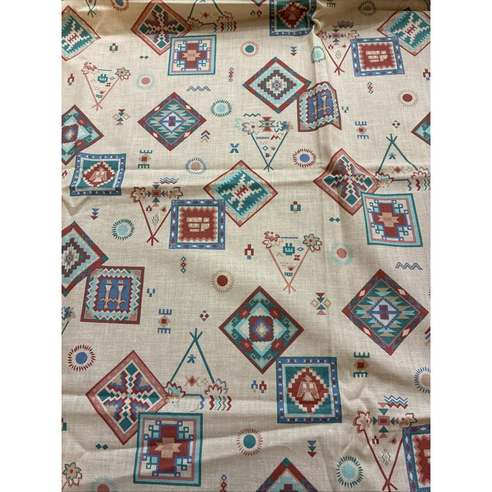 Cranston VIP Southwest Native Print Fabric 2 Yds X 44" VTG 80's Quilting Cotton